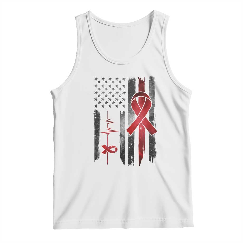 World AIDS Day Tank Top American Flag Red Ribbon Gift TS12 White Print Your Wear