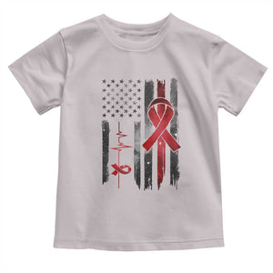 World AIDS Day Toddler T Shirt American Flag Red Ribbon Gift TS12 Ice Gray Print Your Wear