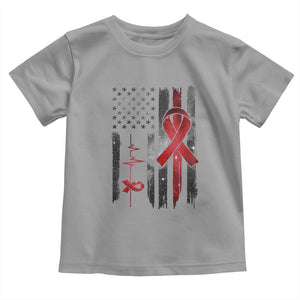 World AIDS Day Toddler T Shirt American Flag Red Ribbon Gift TS12 Sport Gray Print Your Wear
