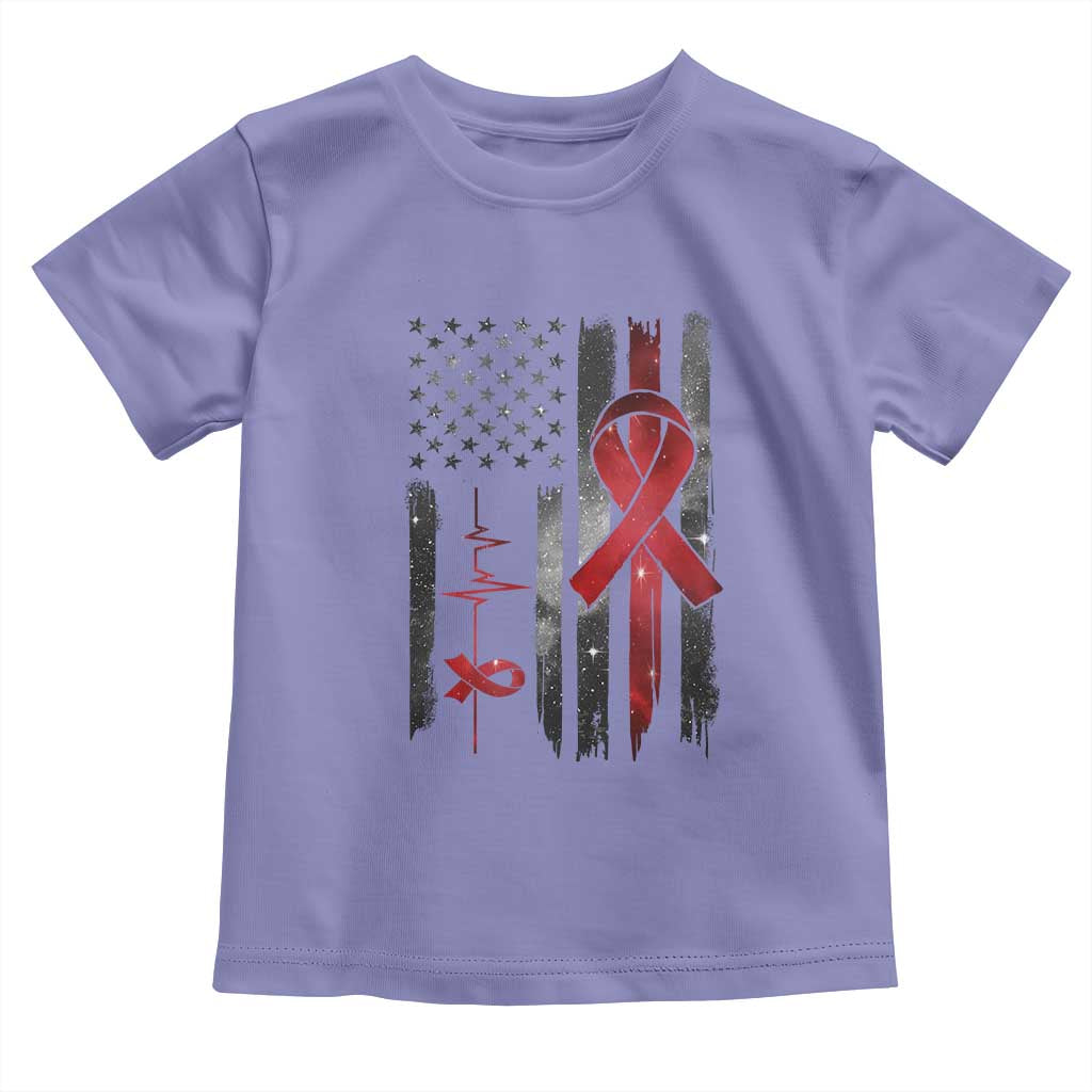 World AIDS Day Toddler T Shirt American Flag Red Ribbon Gift TS12 Violet Print Your Wear