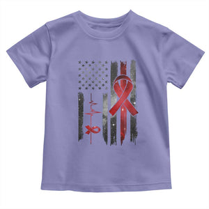 World AIDS Day Toddler T Shirt American Flag Red Ribbon Gift TS12 Violet Print Your Wear