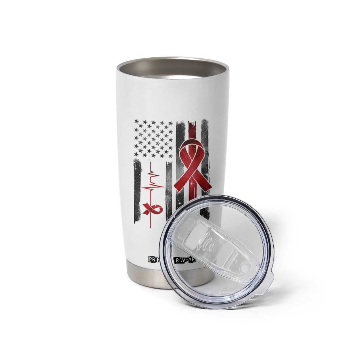 World AIDS Day Tumbler Cup American Flag Red Ribbon Gift TS12 Print Your Wear