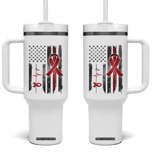 World AIDS Day Tumbler With Handle American Flag Red Ribbon Gift TS12 One Size: 40 oz White Print Your Wear