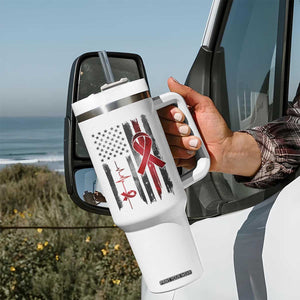 World AIDS Day Tumbler With Handle American Flag Red Ribbon Gift TS12 Print Your Wear