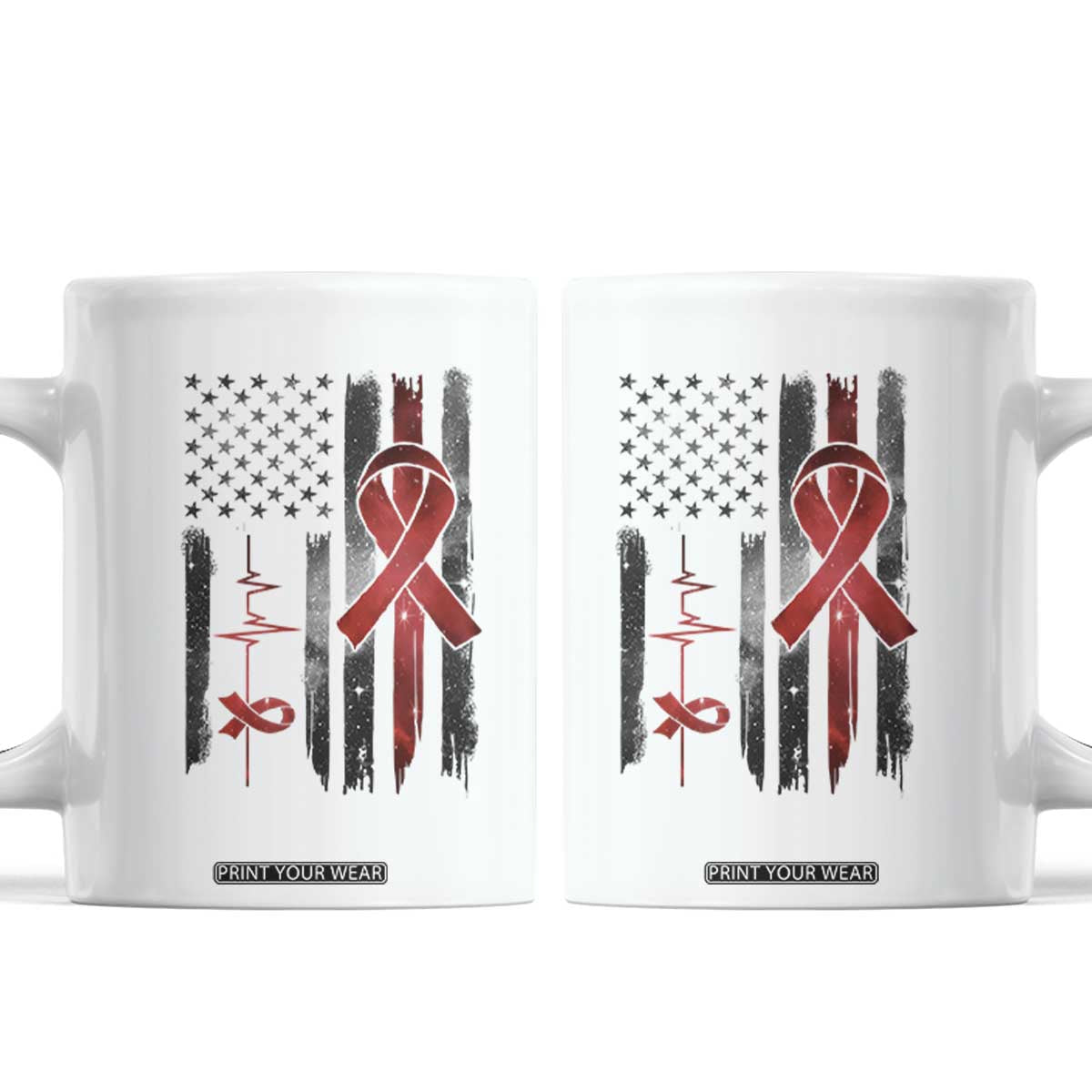 World AIDS Day Coffee Mug American Flag Red Ribbon Gift TS12 White Print Your Wear