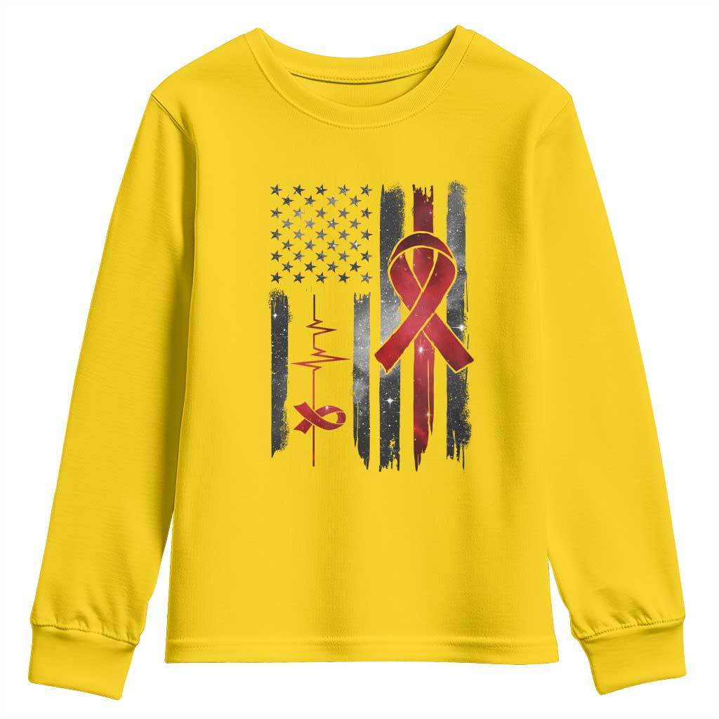 World AIDS Day Youth Sweatshirt American Flag Red Ribbon Gift TS12 Daisy Print Your Wear
