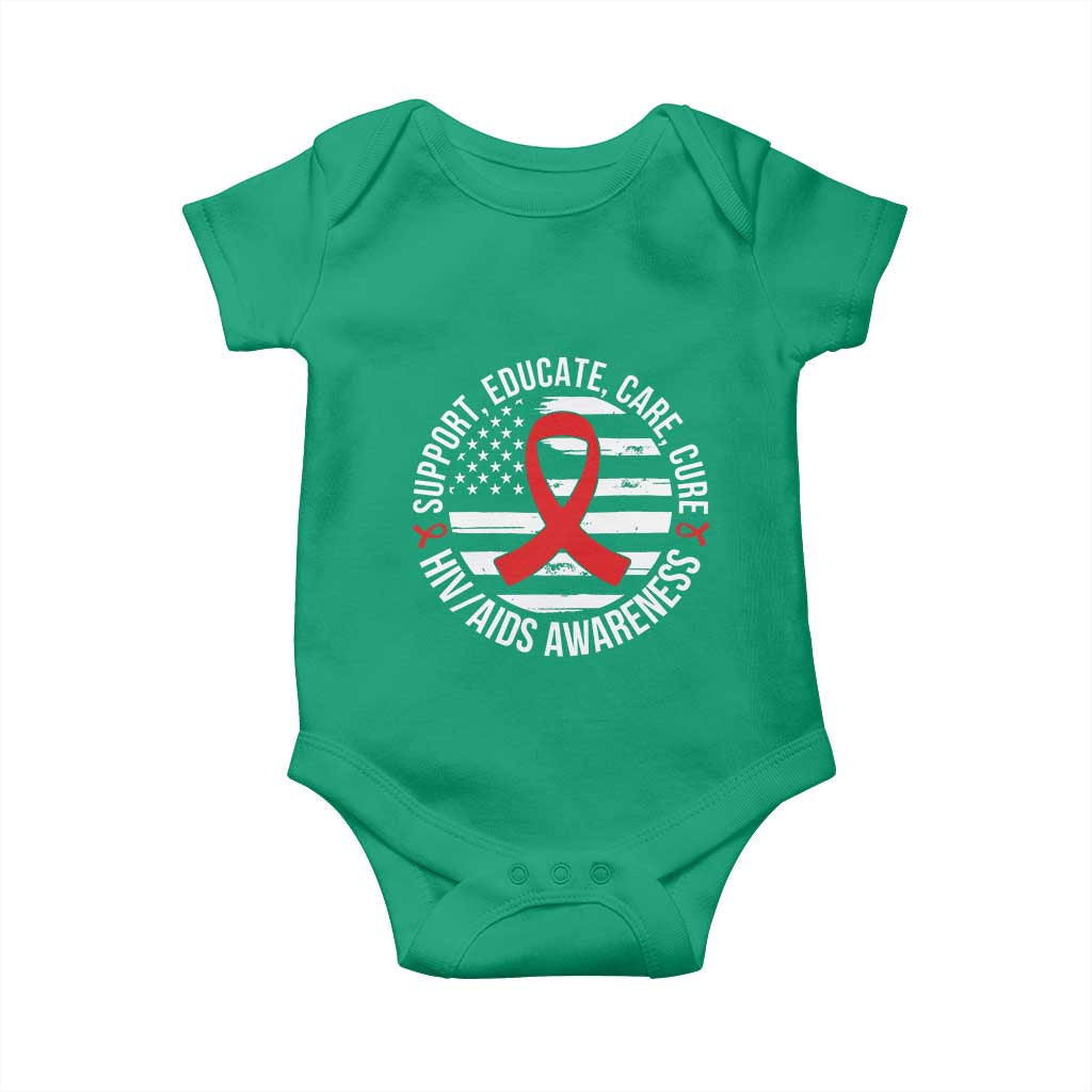 Support Educate Care Cure HIV Awareness Month Gift Baby Onesie TS12 Irish Green Print Your Wear