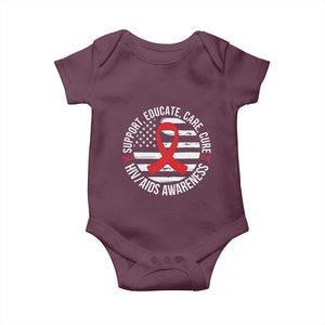 Support Educate Care Cure HIV Awareness Month Gift Baby Onesie TS12 Maroon Print Your Wear