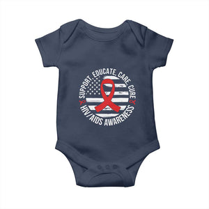 Support Educate Care Cure HIV Awareness Month Gift Baby Onesie TS12 Navy Print Your Wear