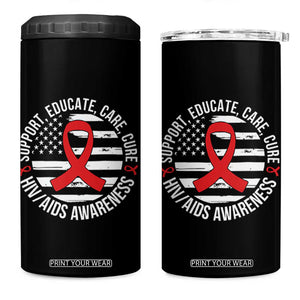Support Educate Care Cure HIV Awareness Month Gift 4 in 1 Can Cooler Tumbler TS12 One Size: 16 oz Black Print Your Wear