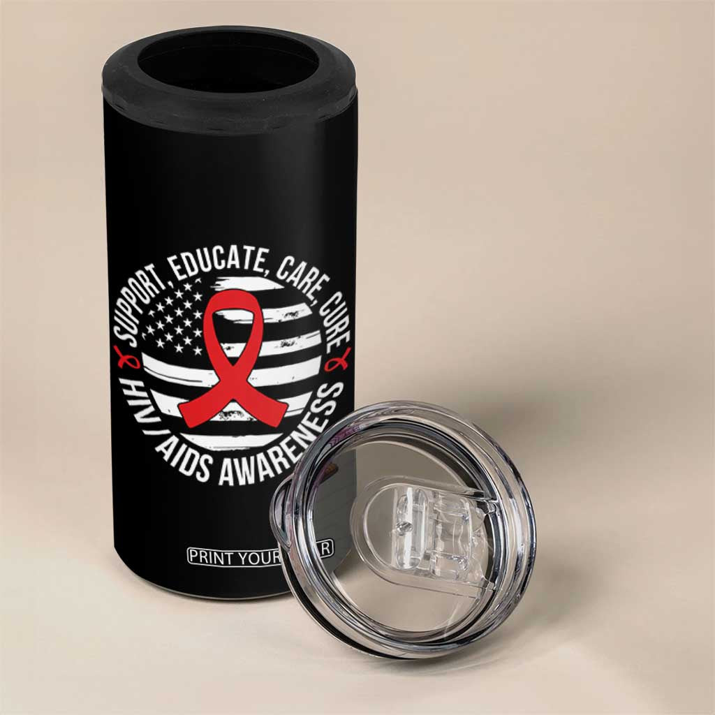 Support Educate Care Cure HIV Awareness Month Gift 4 in 1 Can Cooler Tumbler TS12 Print Your Wear
