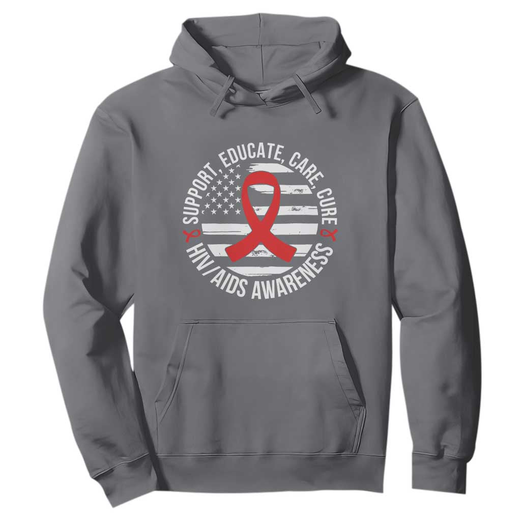 Support Educate Care Cure HIV Awareness Month Gift Hoodie TS12 Charcoal Print Your Wear