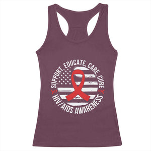 Support Educate Care Cure HIV Awareness Month Gift Racerback Tank Top - Print Your Wear
