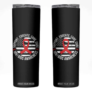 Support Educate Care Cure HIV Awareness Month Gift Skinny Tumbler TS12 Black Print Your Wear
