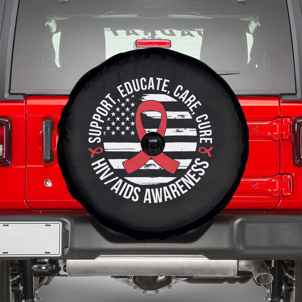 Support Educate Care Cure HIV Awareness Month Gift Spare Tire Cover TS12 Black Print Your Wear