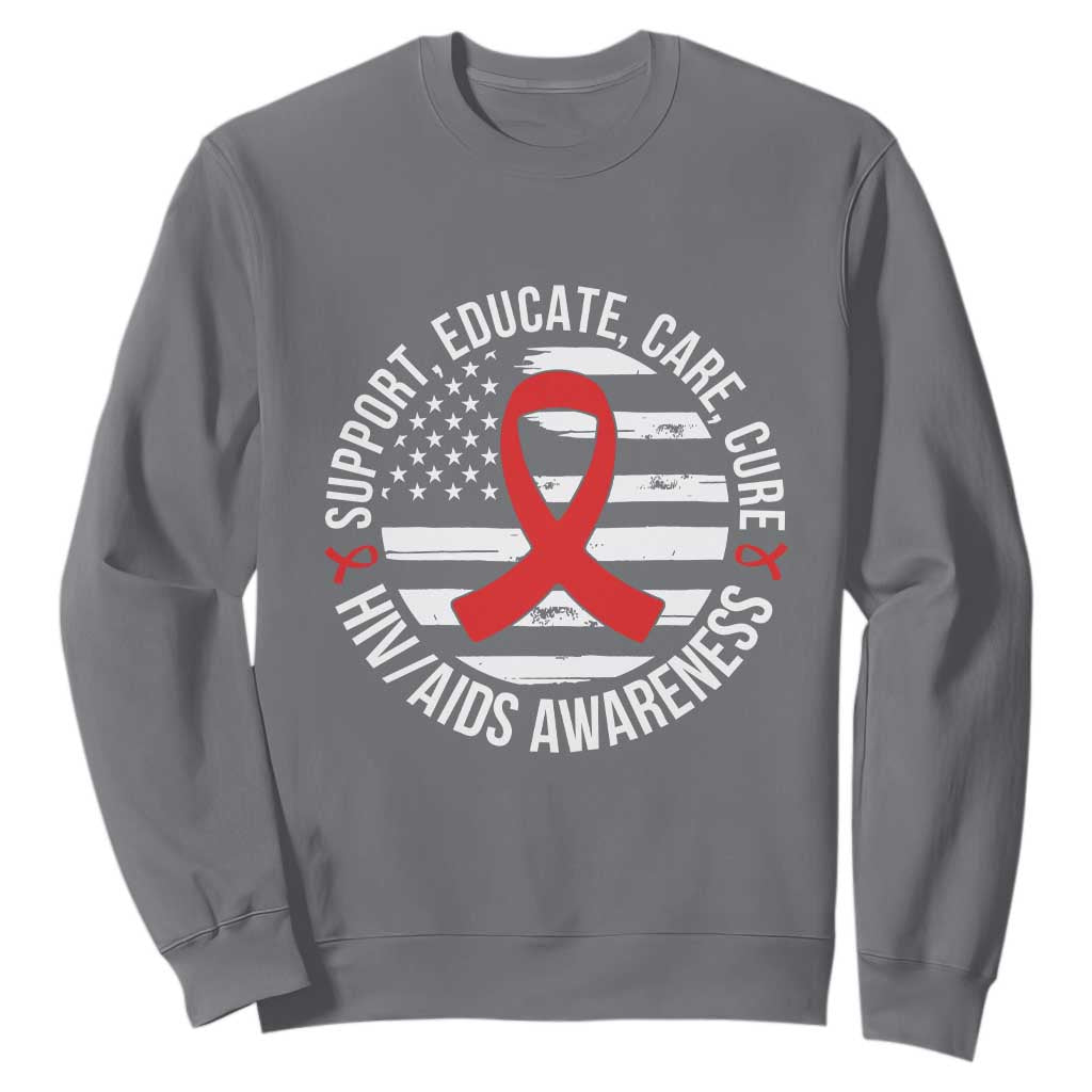 Support Educate Care Cure HIV Awareness Month Gift Sweatshirt TS12 Charcoal Print Your Wear