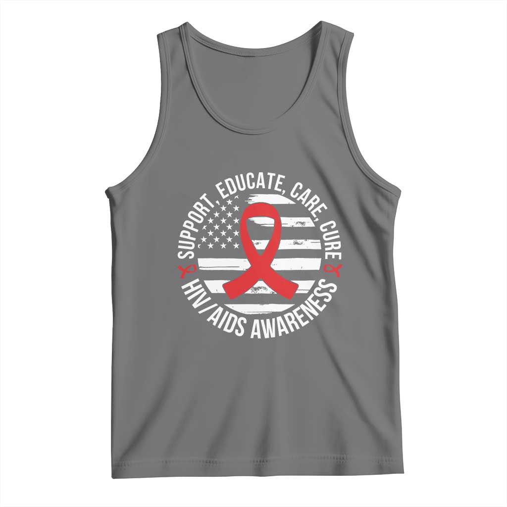 Support Educate Care Cure HIV Awareness Month Gift Tank Top TS12 Black Heather Print Your Wear