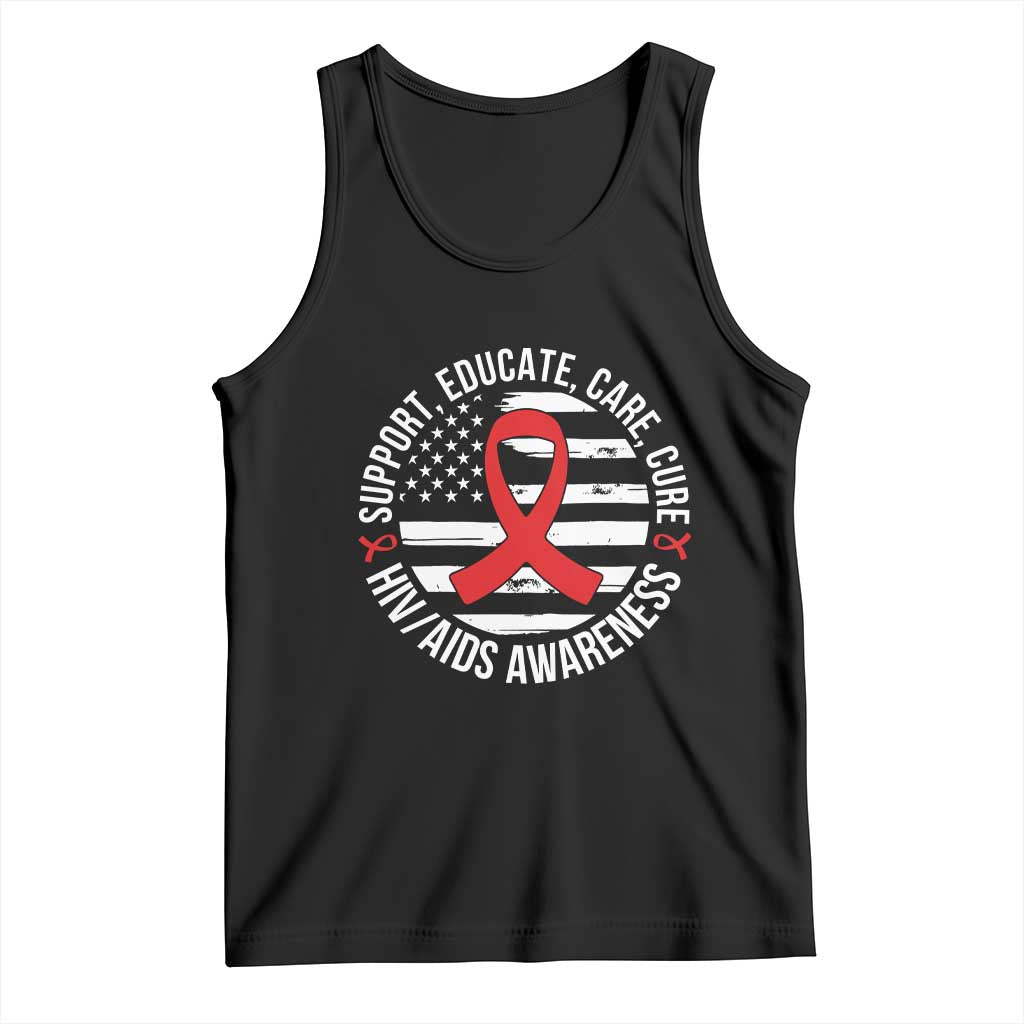 Support Educate Care Cure HIV Awareness Month Gift Tank Top TS12 Black Print Your Wear