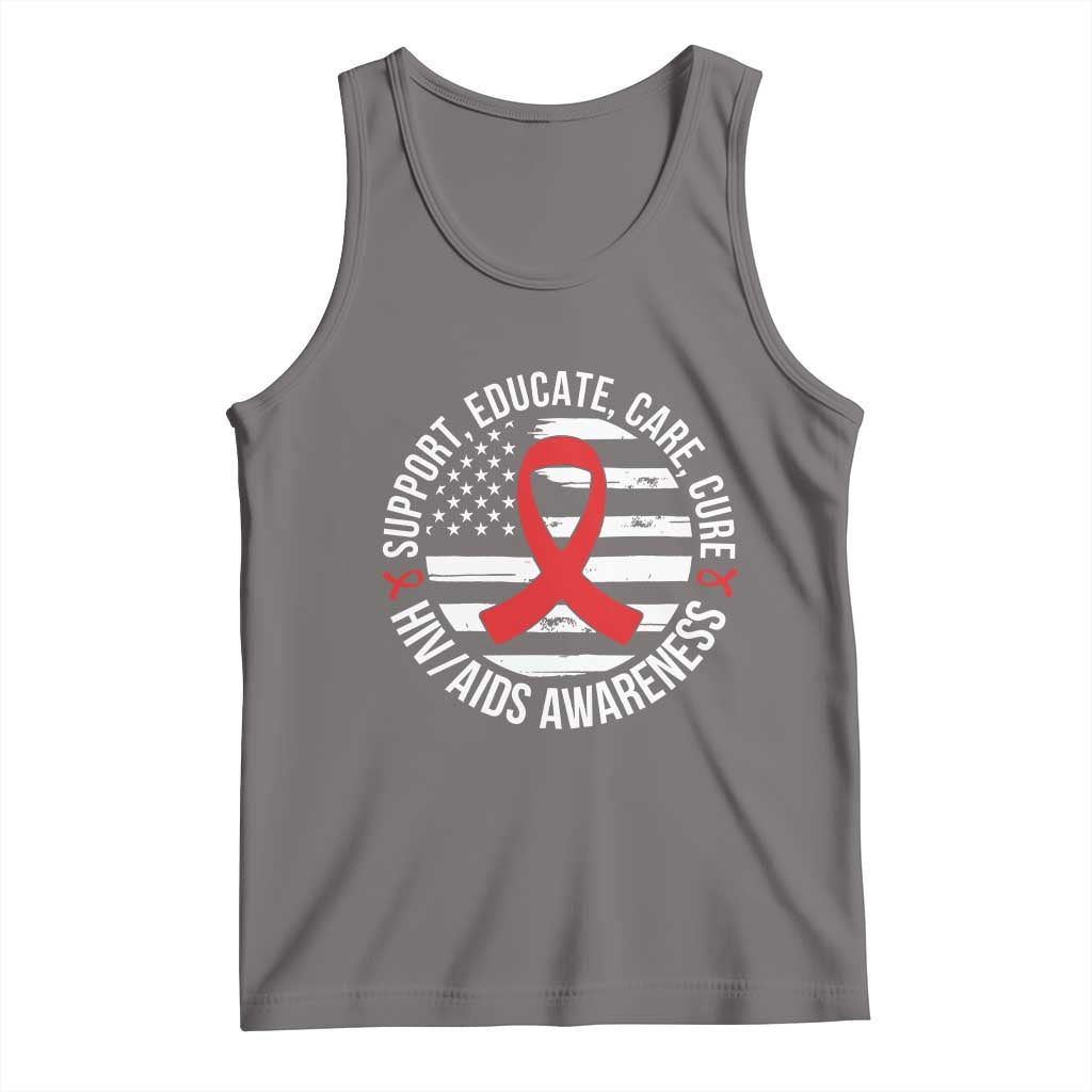 Support Educate Care Cure HIV Awareness Month Gift Tank Top TS12 Deep Heather Print Your Wear