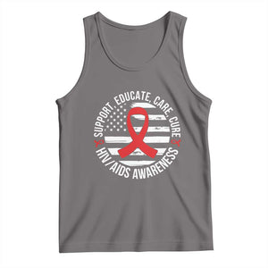 Support Educate Care Cure HIV Awareness Month Gift Tank Top TS12 Deep Heather Print Your Wear
