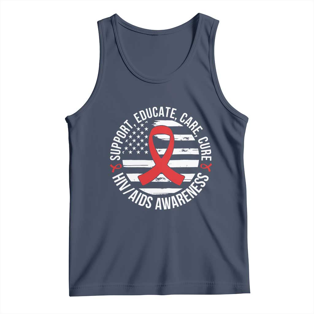 Support Educate Care Cure HIV Awareness Month Gift Tank Top TS12 Navy Print Your Wear