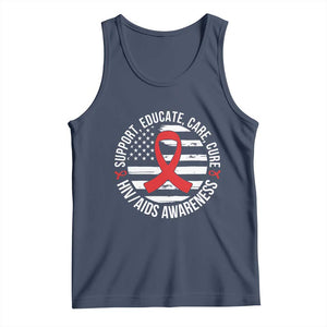 Support Educate Care Cure HIV Awareness Month Gift Tank Top TS12 Navy Print Your Wear