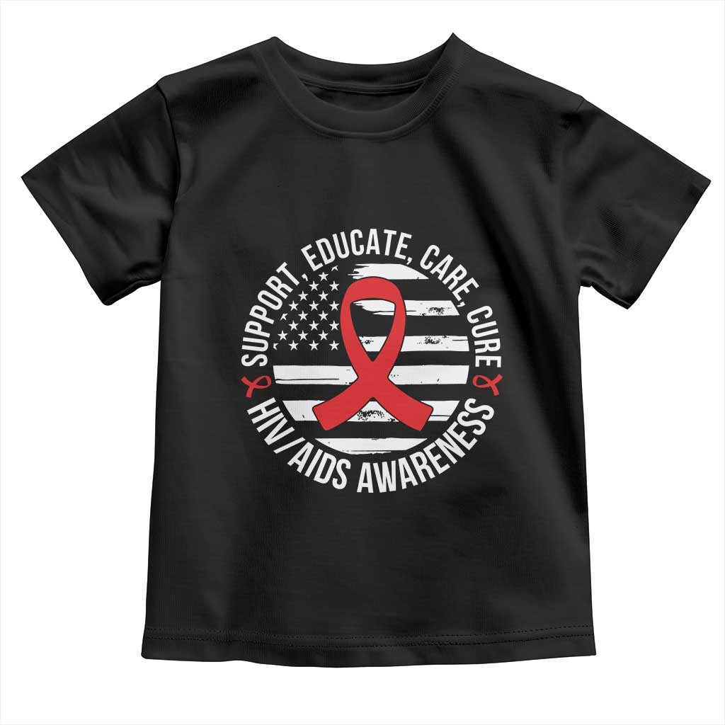 Support Educate Care Cure HIV Awareness Month Gift Toddler T Shirt TS12 Black Print Your Wear