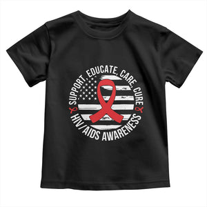 Support Educate Care Cure HIV Awareness Month Gift Toddler T Shirt TS12 Black Print Your Wear