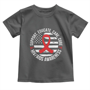 Support Educate Care Cure HIV Awareness Month Gift Toddler T Shirt TS12 Dark Heather Print Your Wear