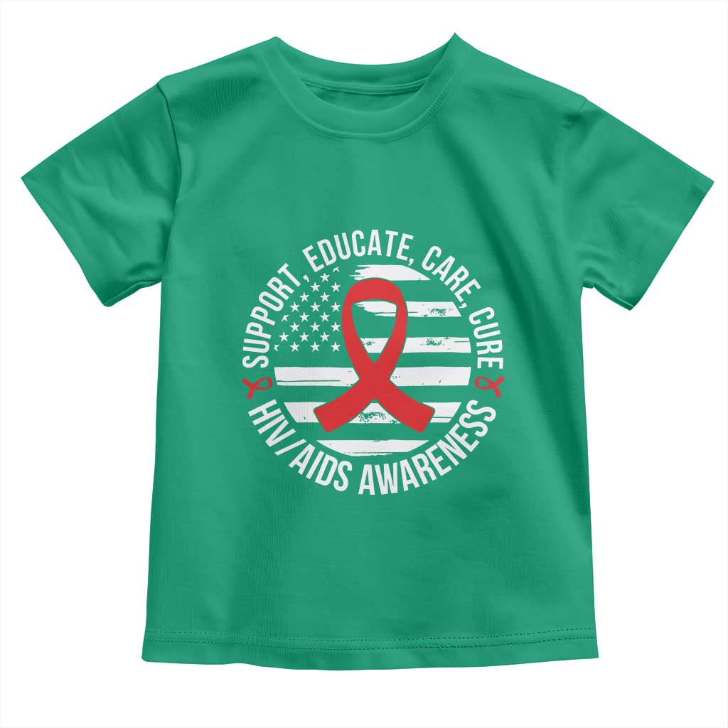 Support Educate Care Cure HIV Awareness Month Gift Toddler T Shirt TS12 Irish Green Print Your Wear