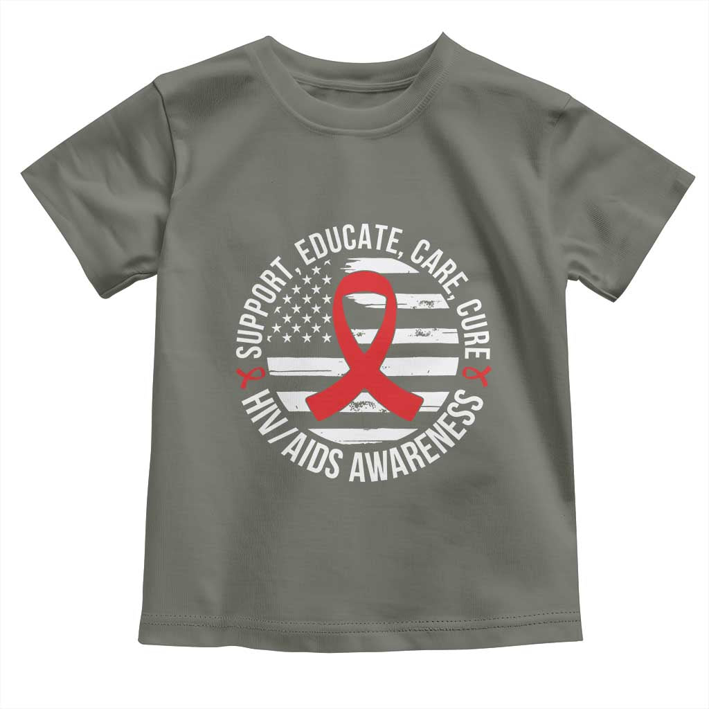 Support Educate Care Cure HIV Awareness Month Gift Toddler T Shirt TS12 Military Green Print Your Wear