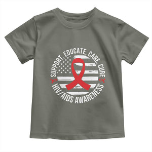 Support Educate Care Cure HIV Awareness Month Gift Toddler T Shirt TS12 Military Green Print Your Wear