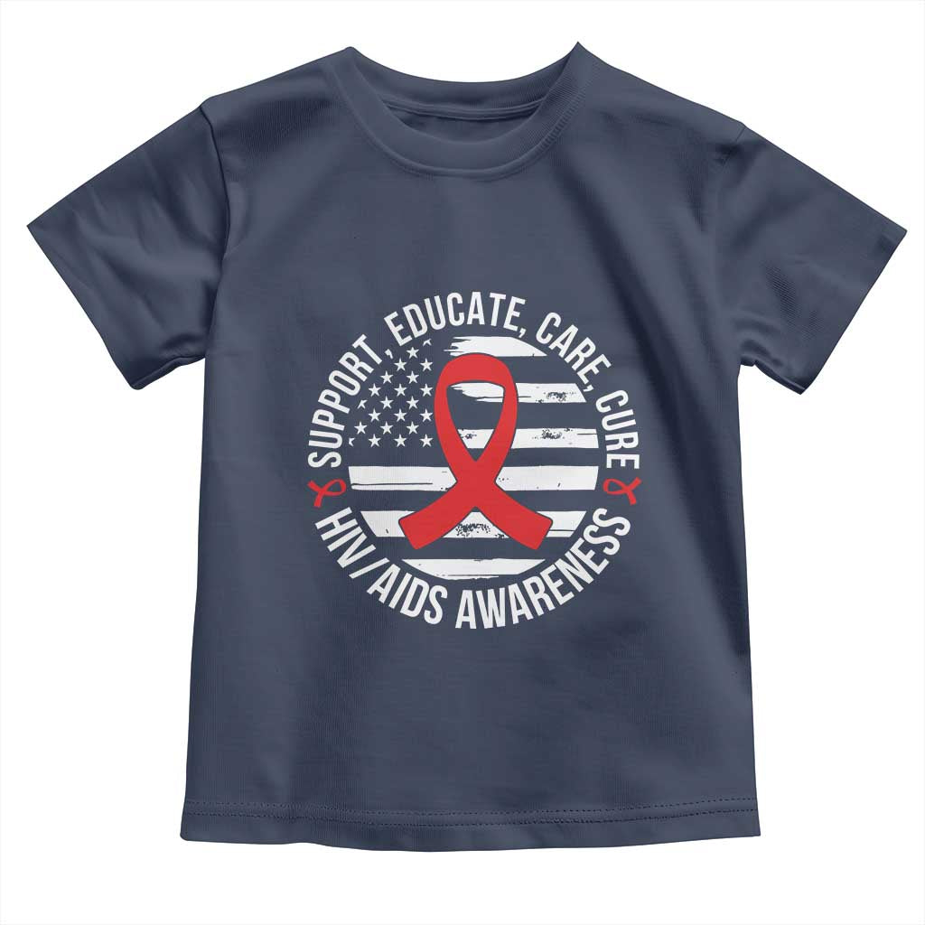 Support Educate Care Cure HIV Awareness Month Gift Toddler T Shirt TS12 Navy Print Your Wear