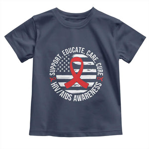 Support Educate Care Cure HIV Awareness Month Gift Toddler T Shirt TS12 Navy Print Your Wear