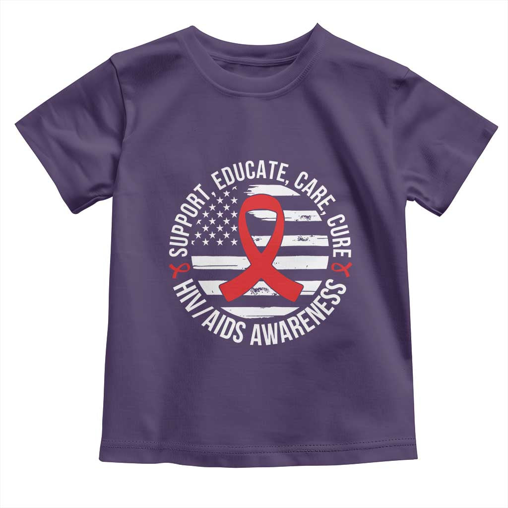 Support Educate Care Cure HIV Awareness Month Gift Toddler T Shirt TS12 Purple Print Your Wear