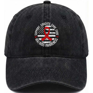 Support Educate Care Cure HIV Awareness Month Gift Washed Cotton Baseball Cap TS12 Print Your Wear