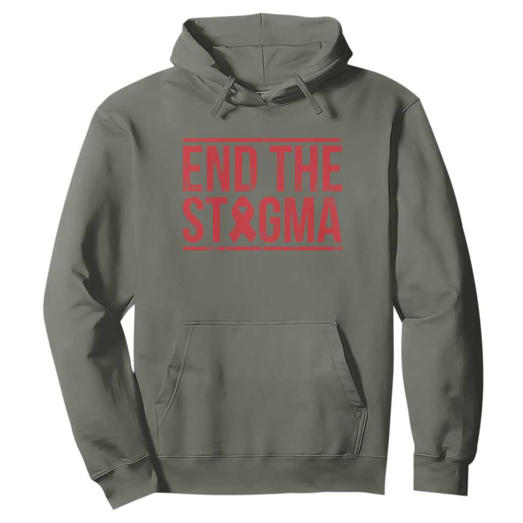 HIV Awareness End The Stigma Hoodie Support Empowerment Gift TS12 Military Green Print Your Wear