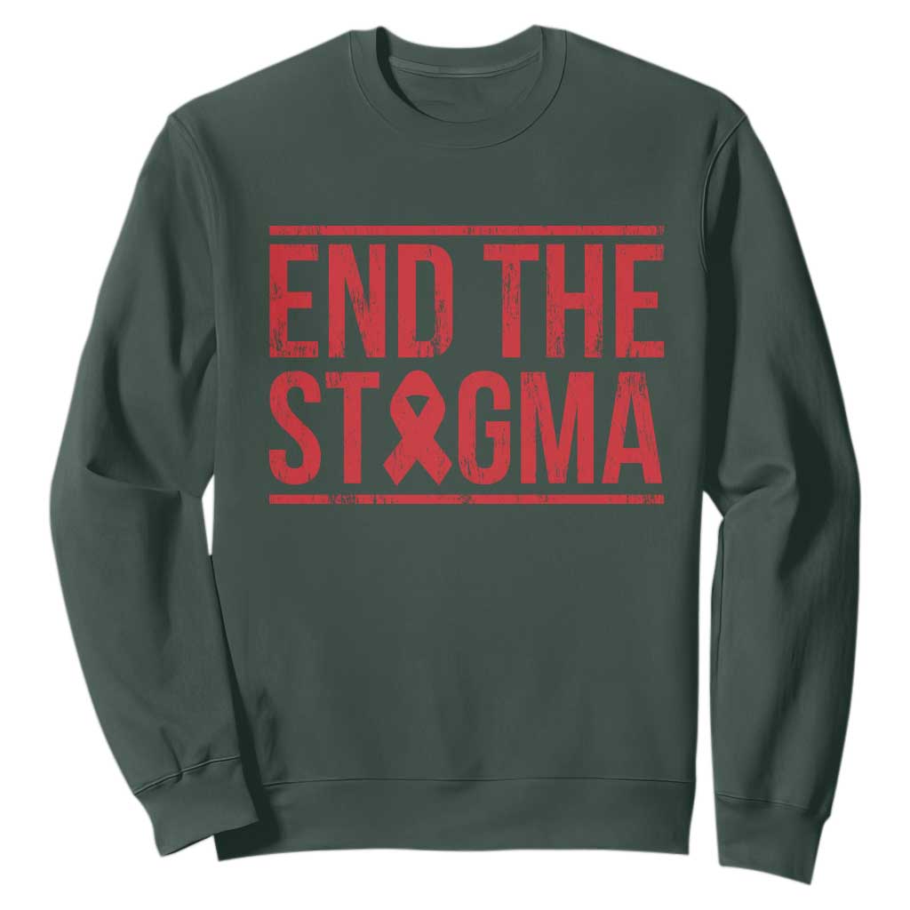 HIV Awareness End The Stigma Sweatshirt Support Empowerment Gift TS12 Dark Forest Green Print Your Wear
