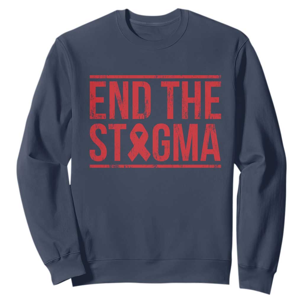 HIV Awareness End The Stigma Sweatshirt Support Empowerment Gift TS12 Navy Print Your Wear