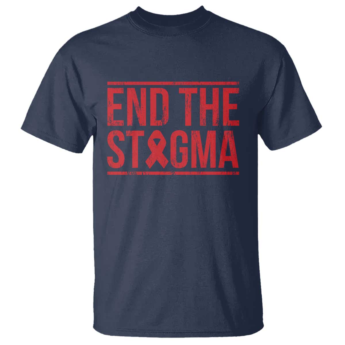 HIV Awareness End The Stigma T Shirt Support Empowerment Gift TS12 Navy Print Your Wear