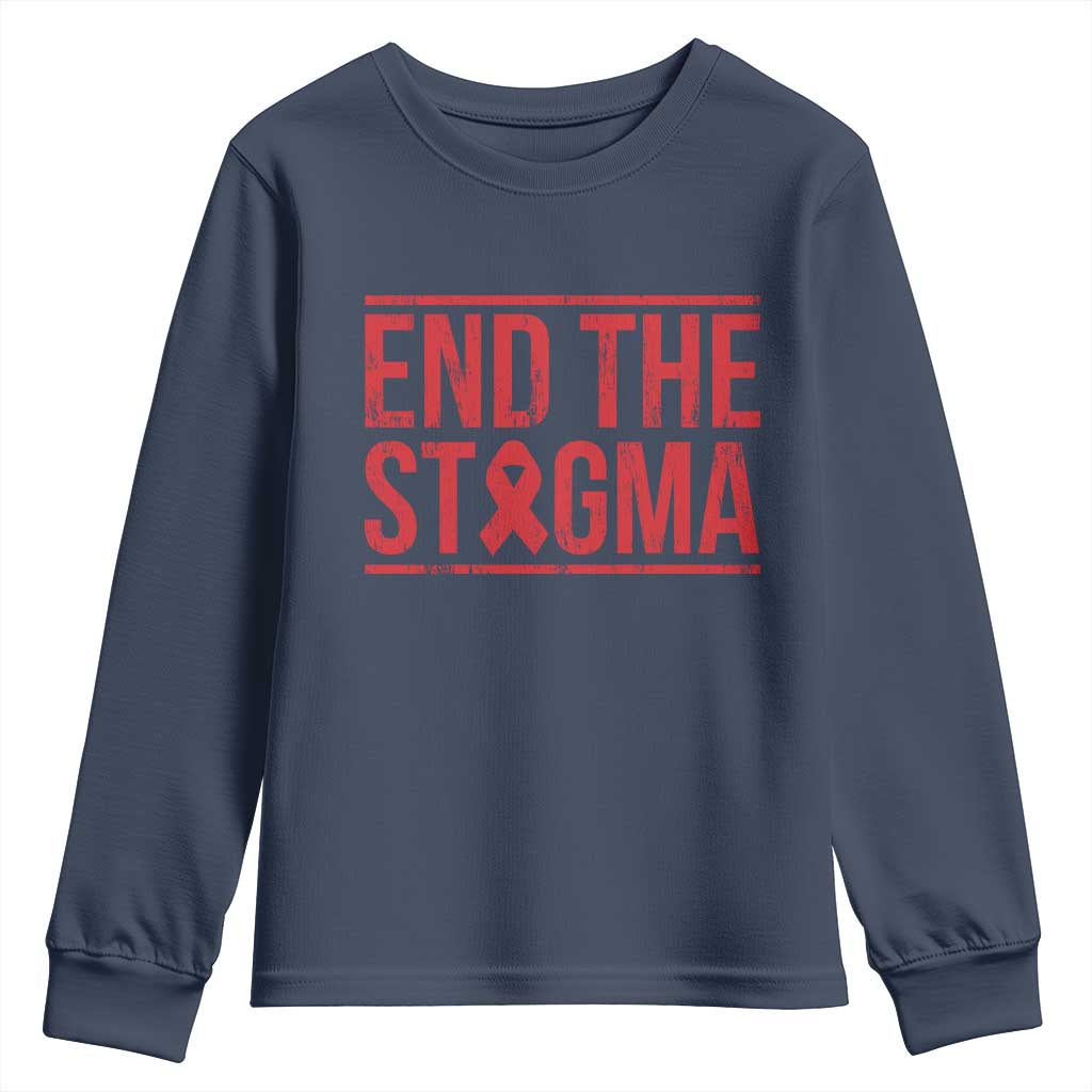 HIV Awareness End The Stigma Youth Sweatshirt Support Empowerment Gift TS12 Navy Print Your Wear