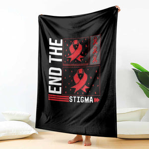 End The Stigma HIV Awareness Throw Blanket Red Ribbon Gift TS12 Print Your Wear