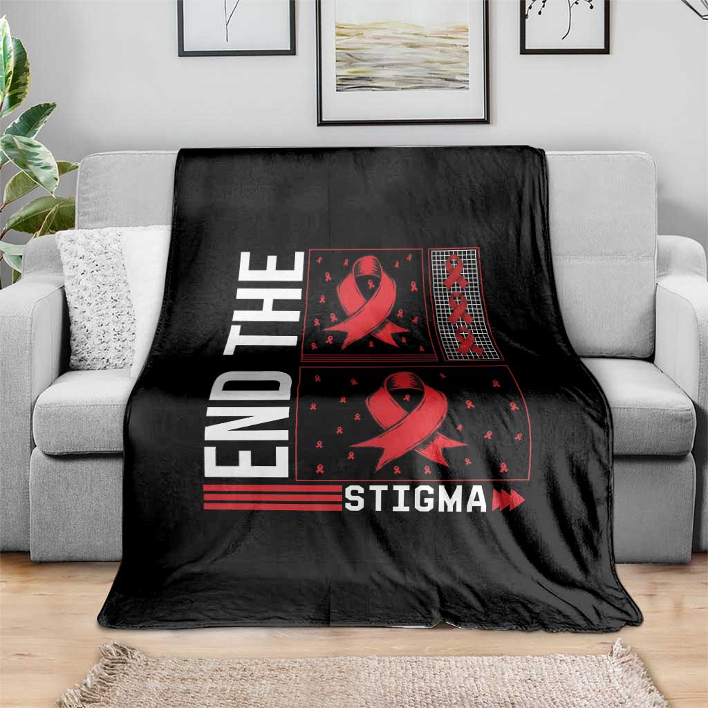 End The Stigma HIV Awareness Throw Blanket Red Ribbon Gift TS12 Print Your Wear