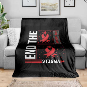End The Stigma HIV Awareness Throw Blanket Red Ribbon Gift TS12 Print Your Wear