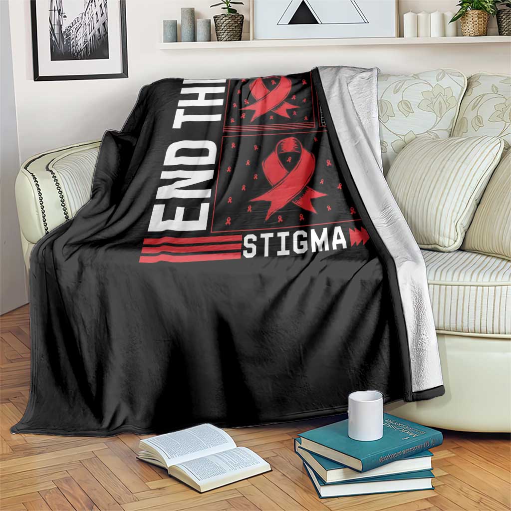 End The Stigma HIV Awareness Throw Blanket Red Ribbon Gift TS12 Print Your Wear