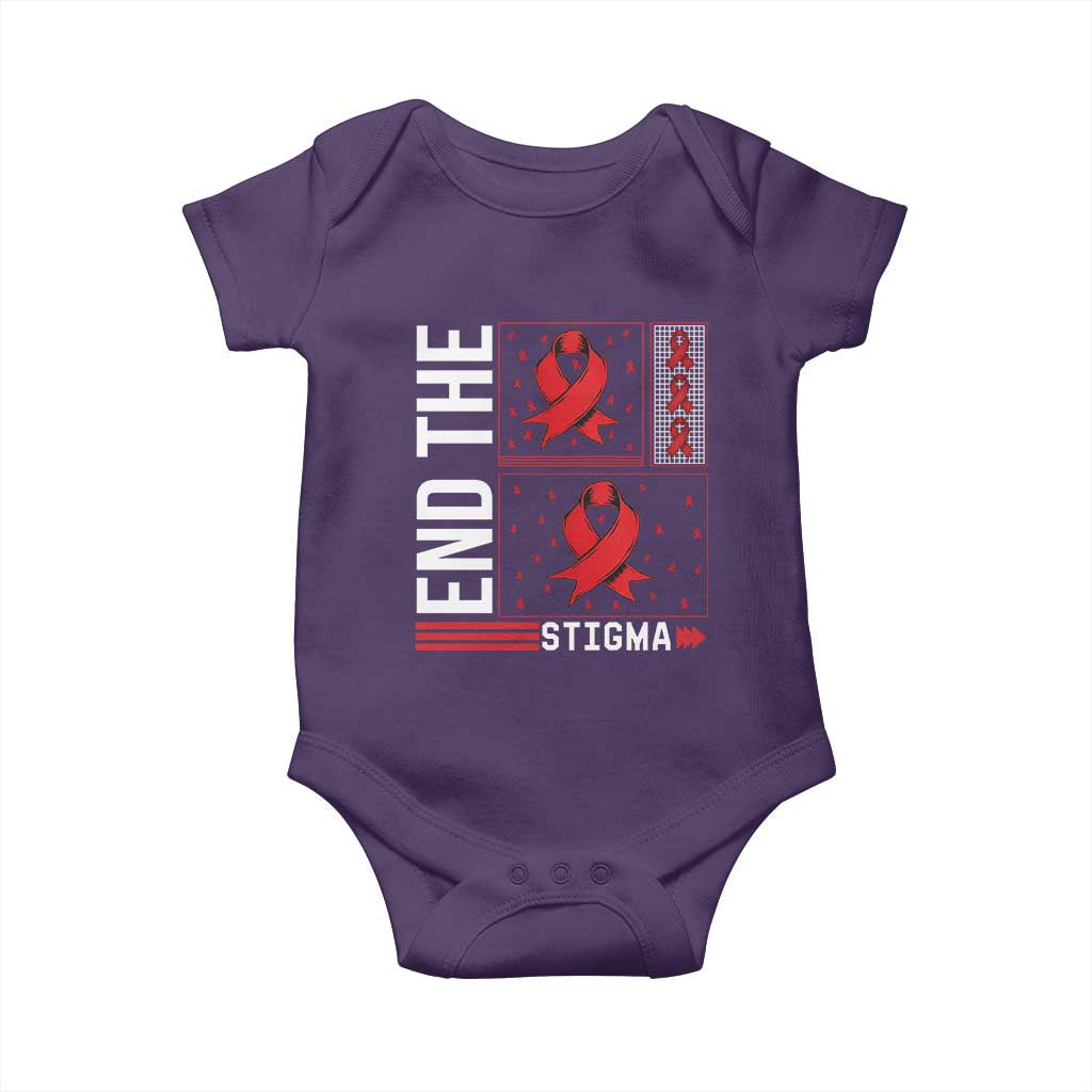 End The Stigma HIV Awareness Baby Onesie Red Ribbon Gift TS12 Purple Print Your Wear