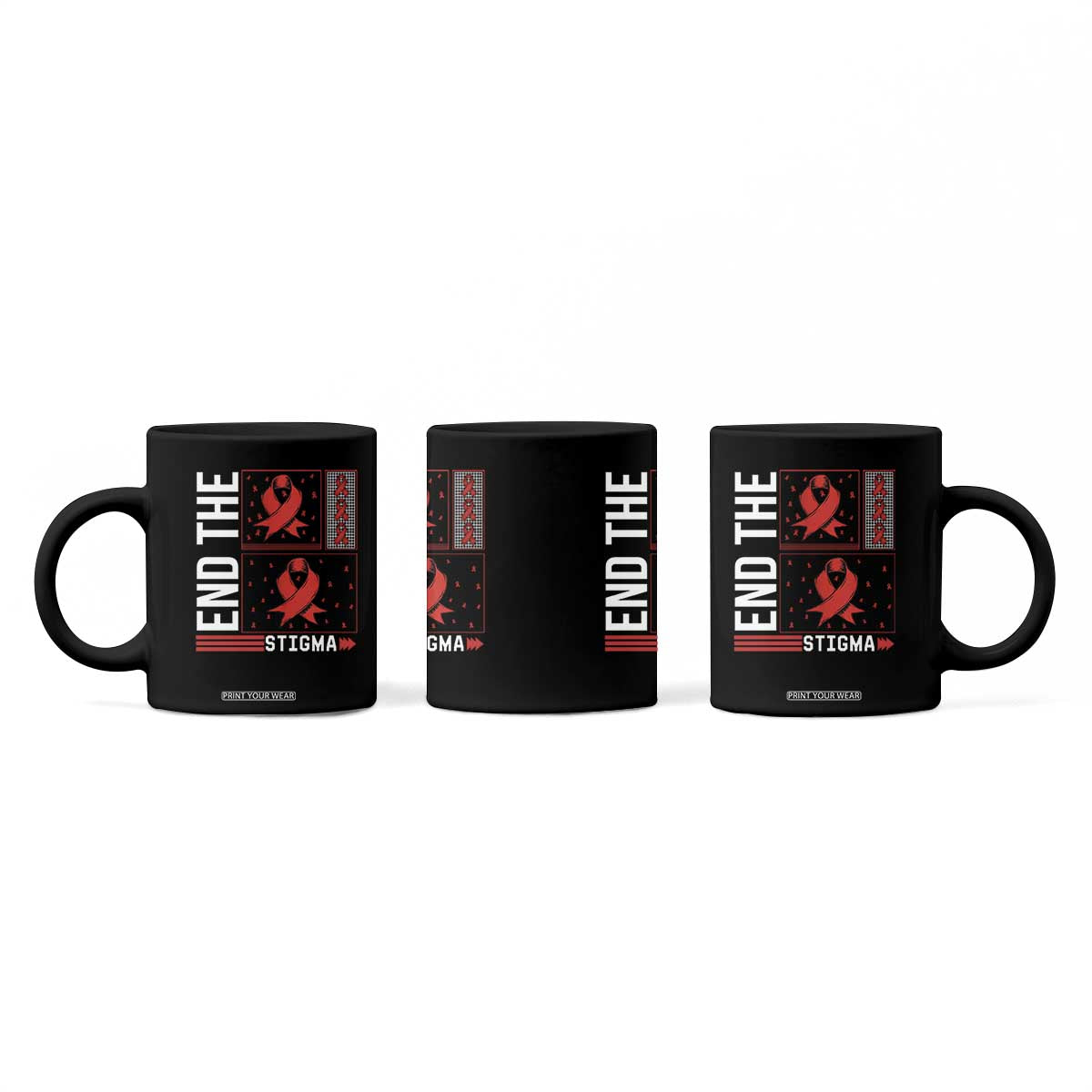 End The Stigma HIV Awareness Coffee Mug Red Ribbon Gift TS12 Print Your Wear