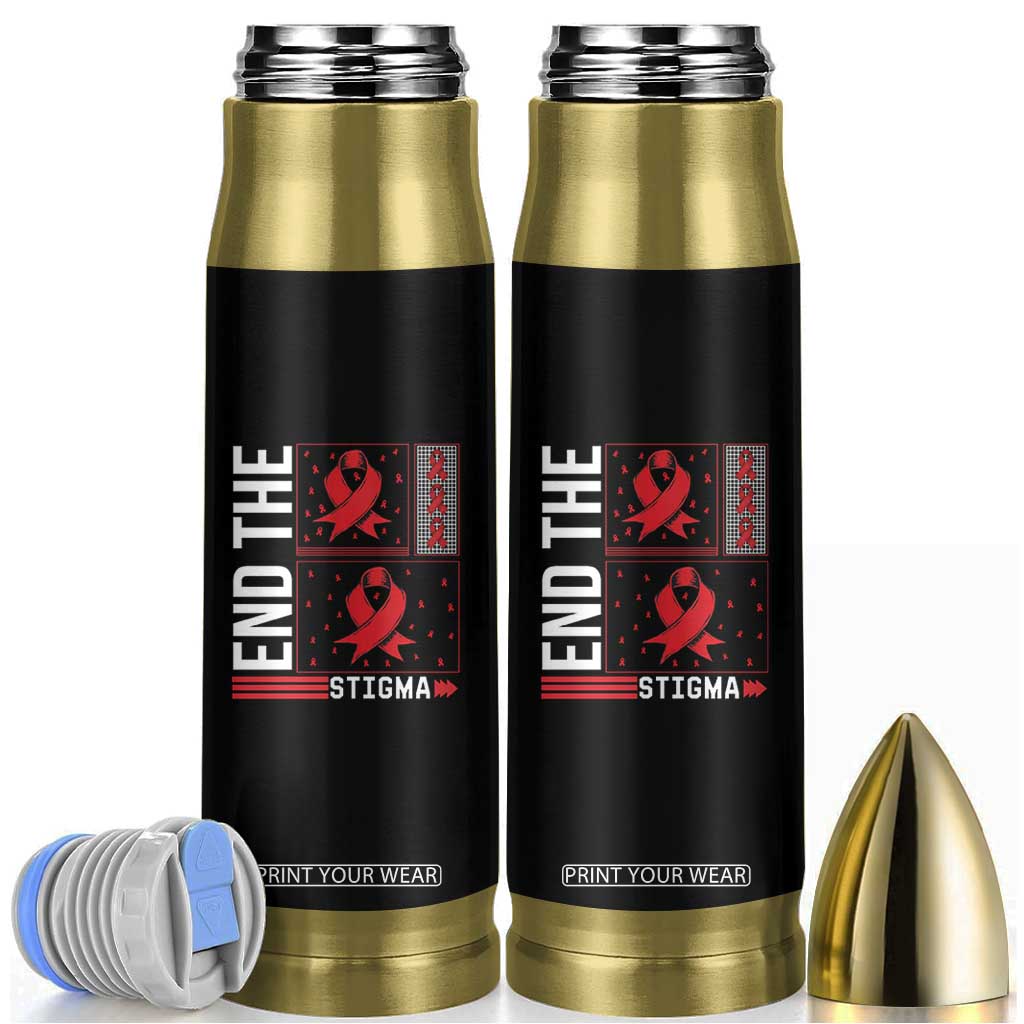 End The Stigma HIV Awareness Bullet Tumbler Red Ribbon Gift TS12 Black Print Your Wear