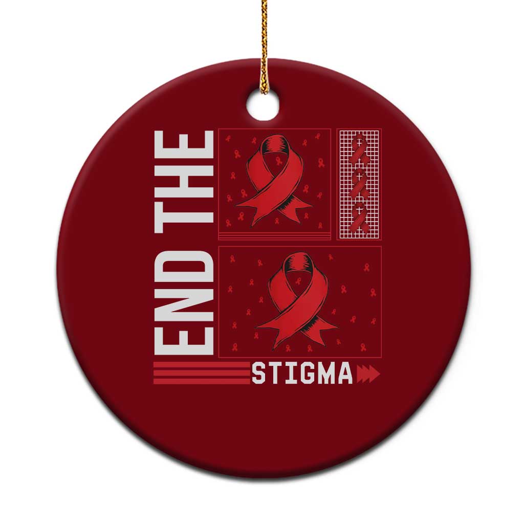 End The Stigma HIV Awareness Ceramic Ornament Red Ribbon Gift TS12 1pc Red Print Your Wear