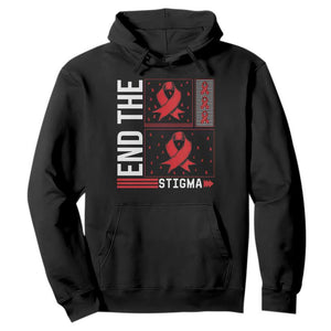 End The Stigma HIV Awareness Hoodie Red Ribbon Gift TS12 Black Print Your Wear